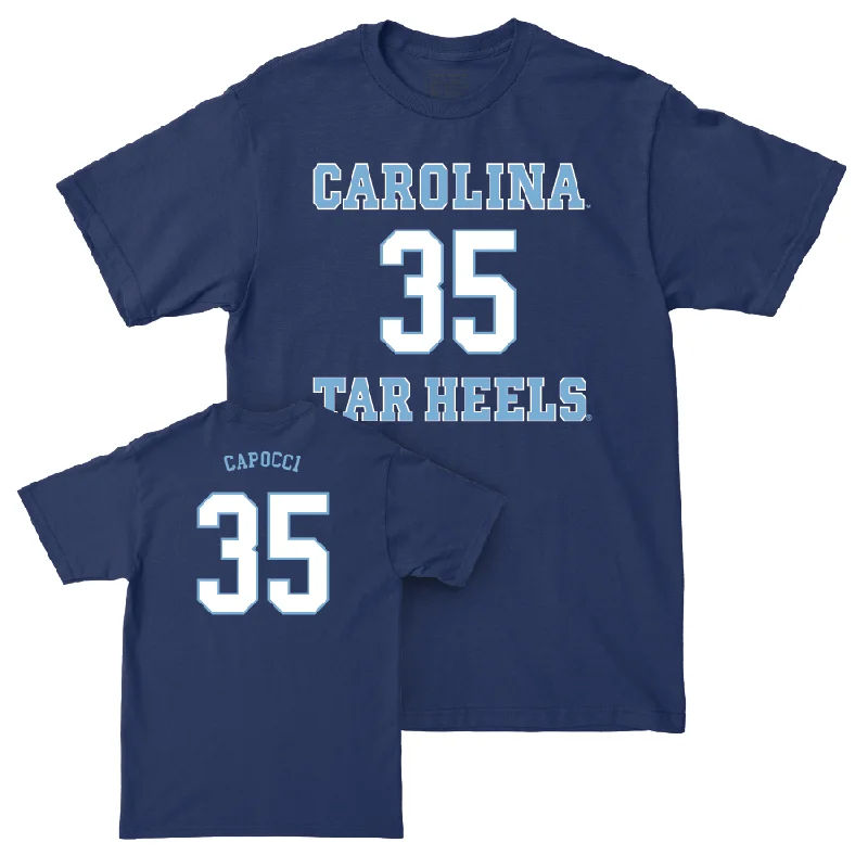 T-Shirt With Personalized Player Patches-UNC Baseball Sideline Navy Tee  - Francesco Capocci