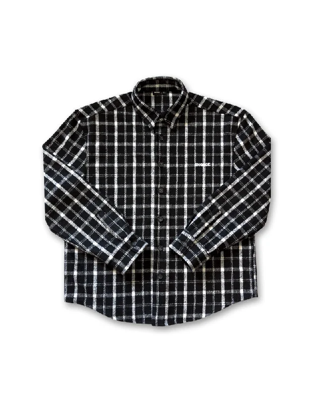 Jackets For Softball Player Gear-Engage Wordmark Flannel Shirt (Black/White)