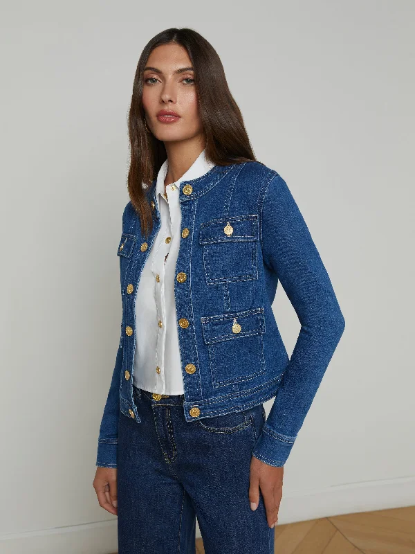 Jackets With Personalized Player Patches-Yari Denim Jacket