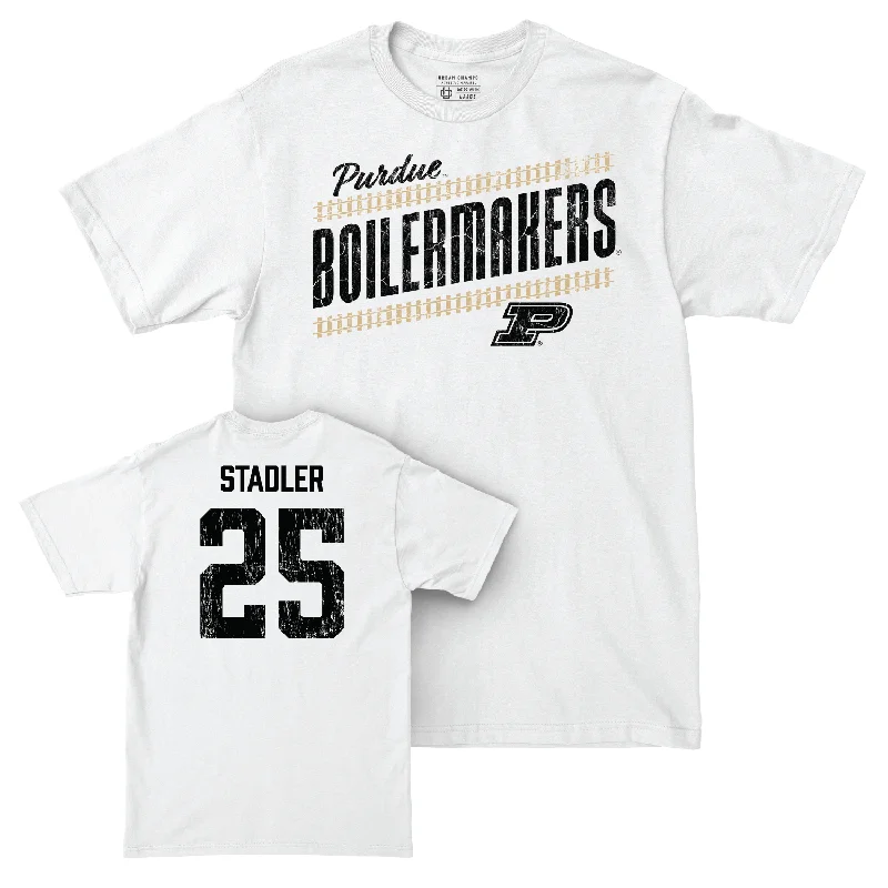 T-Shirt With Custom Text-Baseball White Slant Comfort Colors Tee - Jake Stadler | #25