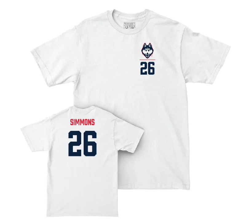 T-Shirt For Fan Custom Gear Orders-UConn Baseball Logo White Comfort Colors Tee - T.C. Simmons | #26