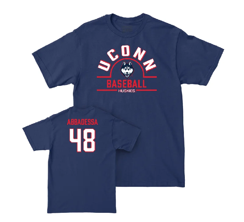 T-Shirt For Custom Fan Apparel-UConn Baseball Arch Navy Tee - Jude Abbadessa | #48