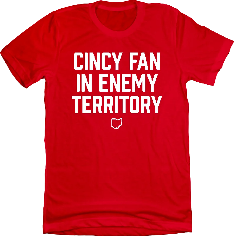 T-Shirt For Team Logo Customization-Cincy Fan in Enemy Territory Red with White Ink