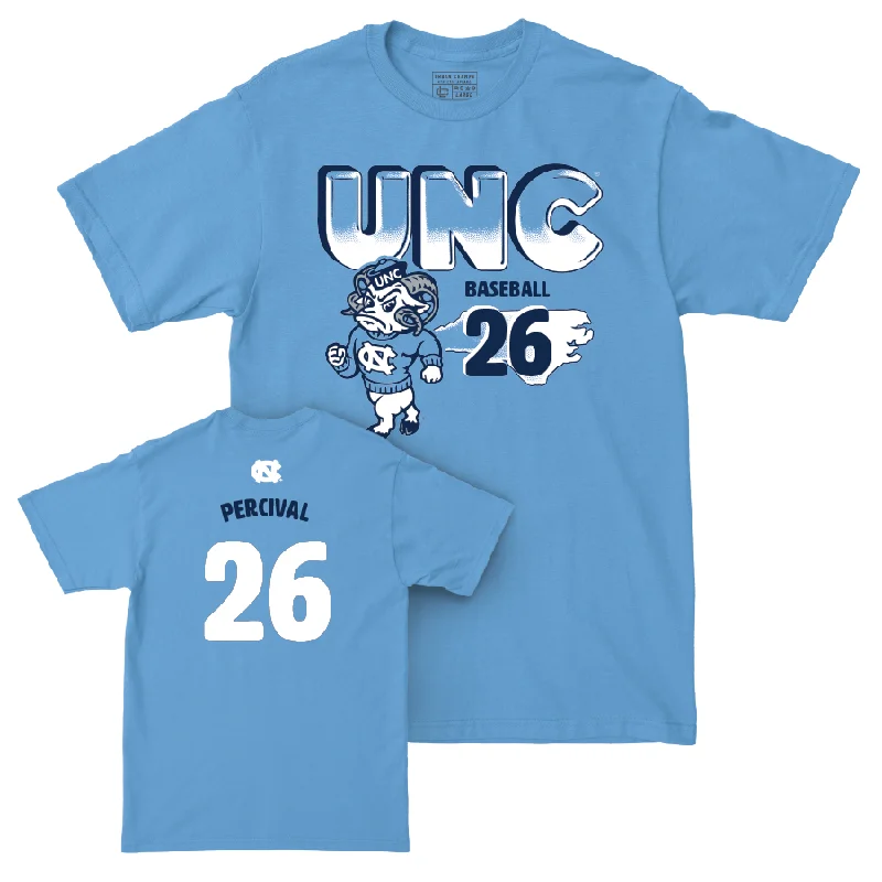 T-Shirt For Promotional Sales-UNC Baseball Mascot Carolina Blue Tee  - Kyle Percival