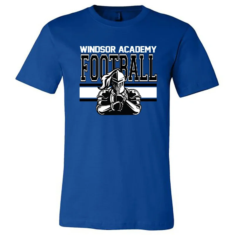 T-Shirt For Fundraising Campaigns-Windsor - Windsor Academy Football Knight - Royal Short Sleeves Tee