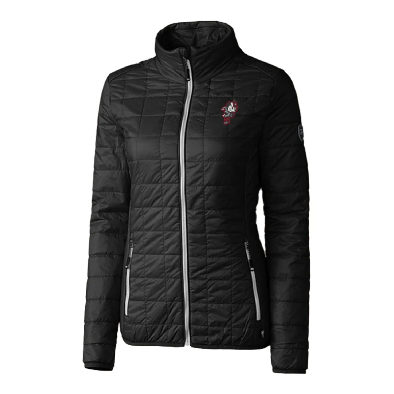 Jackets For Special Event Merchandise-Ladies Ohio State Buckeyes Cutter & Buck Rainier PrimaLoft Eco Insulated Black Full Zip Jacket