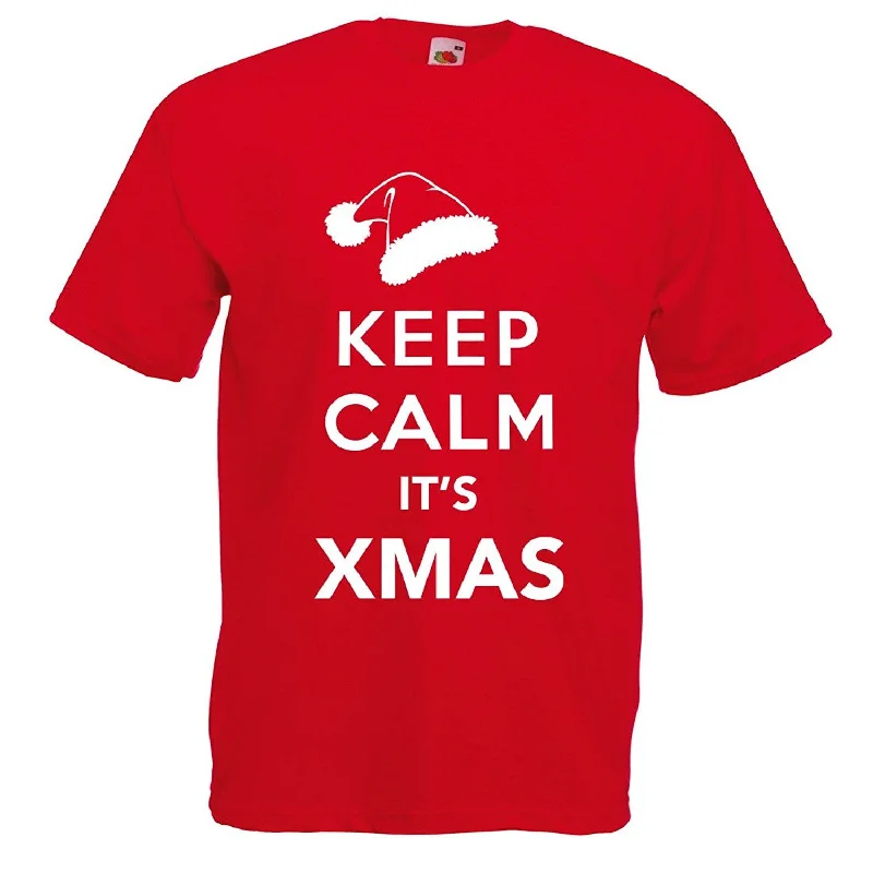 T-Shirt For Custom Team Player Recognition-Adult Unisex Keep Calm It's Xmas Santa Hat T-Shirt