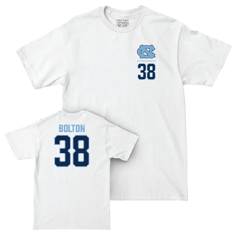 T-Shirt For Softball Game Day Merchandise-UNC Baseball White Logo Comfort Colors Tee   - Cale Bolton