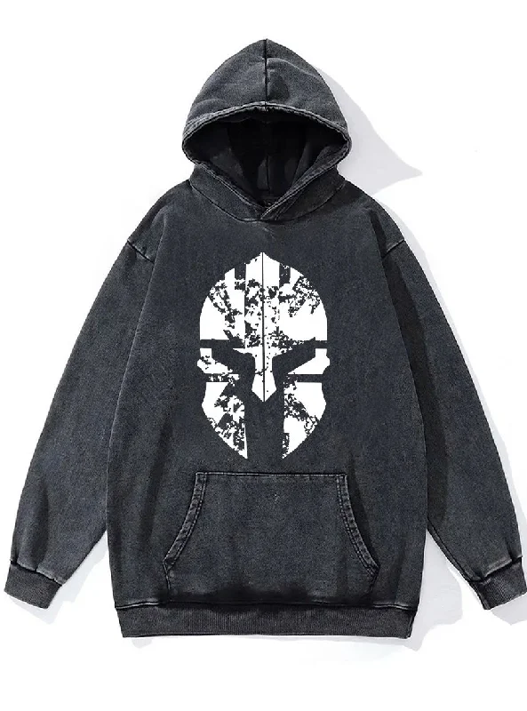 Hoodie With Custom Patch Designs-SPARTAN HELMET Washed Gym Hoodie