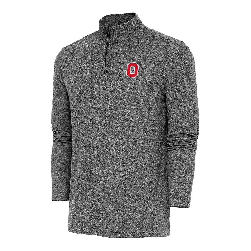 Jackets With Custom Fan Graphics-Ohio State Buckeyes Hunk 1/4 Zip Heather Black Pullover Jacket