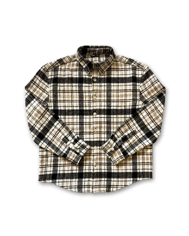 Jackets For Youth Sports Teams-ENGAGE Wordmark Flannel Shirt (Brown/Black)