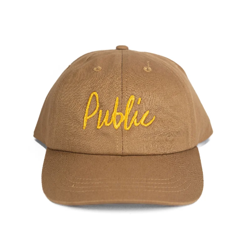 Hat For Fundraising Campaigns-PUBLIC SKATESHOP - "LOGO" DAD/MOM HAT (SAND)