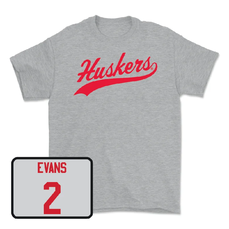 T-Shirt For Youth Fan Recognition-Sport Grey Baseball Script Tee - Matt Evans