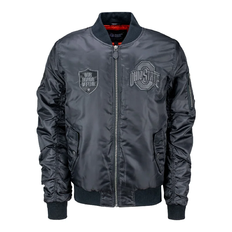 Jackets For Special Occasion Custom Orders-Ohio State Buckeyes G III Our Honor Defend Aviator Full Zip Jacket