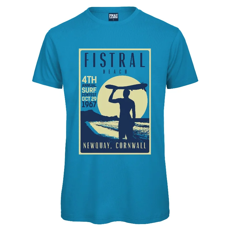 T-Shirt For Custom Fan Fundraising-Adult Unisex Retro Fistral Beach, Newquay Surf T-Shirt