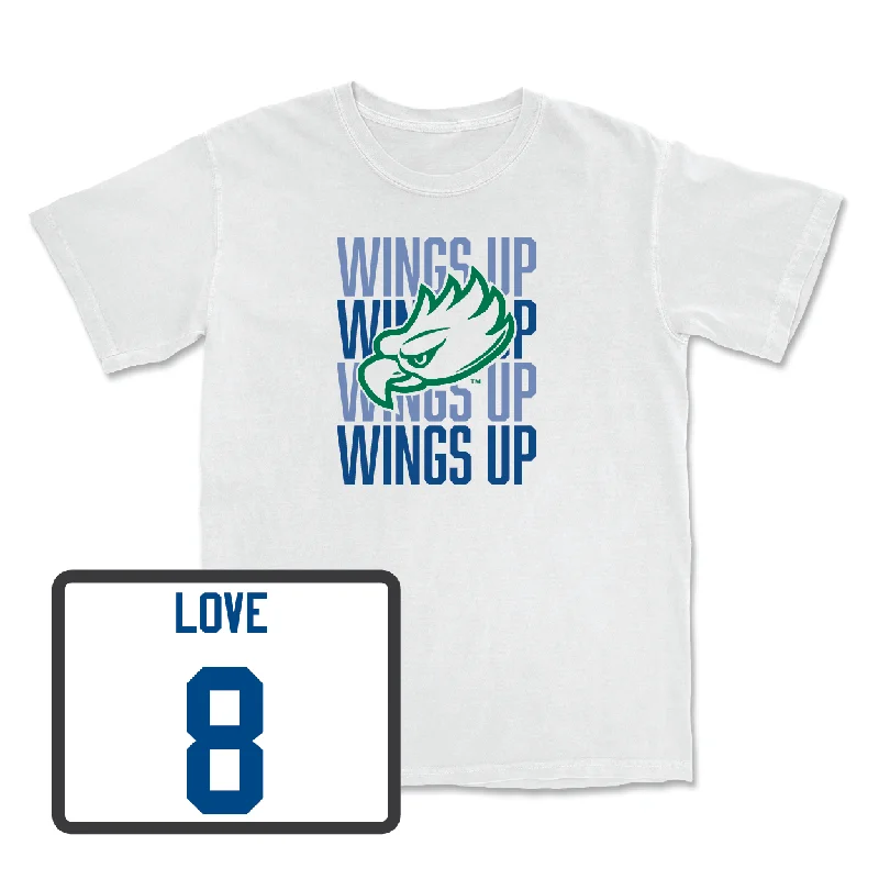 T-Shirt For College Fan Gear-Baseball White Wings Up Tee - Nick Love