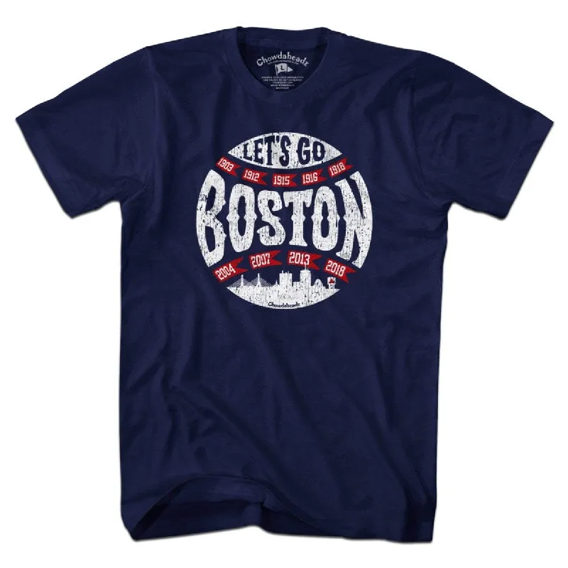 T-Shirt With Custom Player Numbers-Let's Go Boston Baseball T-Shirt