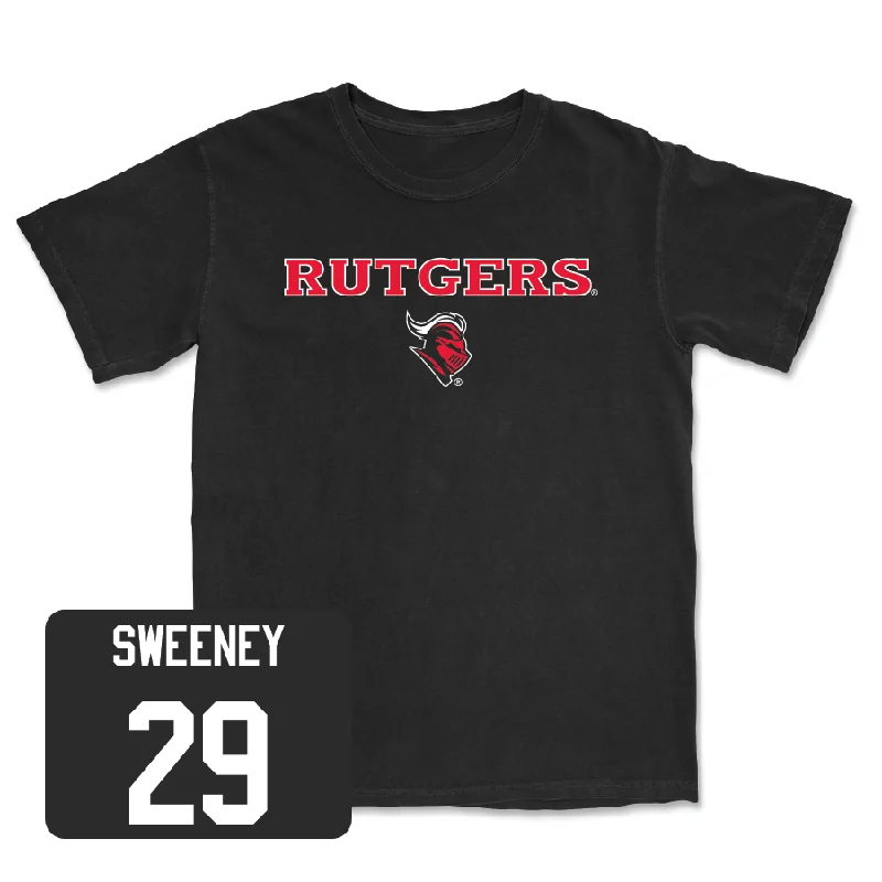 T-Shirt With Custom Player Design-Baseball Black Rutgers Tee - Justin Sweeney