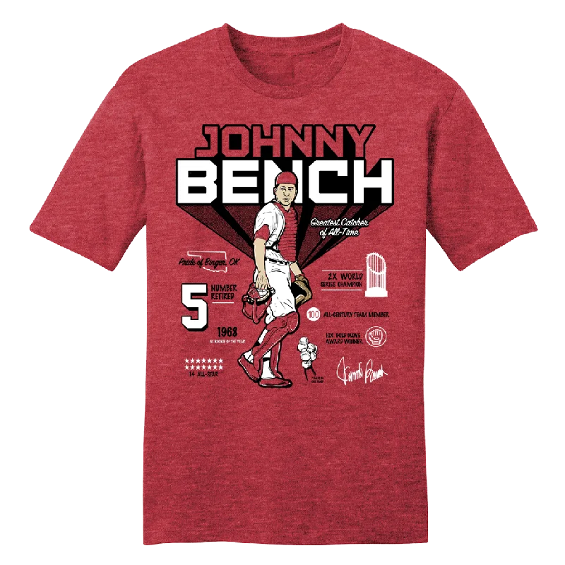 T-Shirt For Group Sports Fan Orders-Johnny Bench All-Time Greatest Catcher