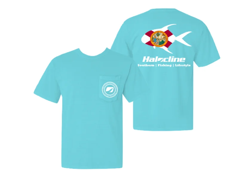 T-Shirt For Official Sports Events-Florida Permit Fishing Pocket T-shirt from Halocline