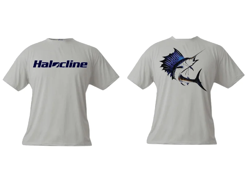 T-Shirt With Custom Embroidered Logos-Sailfish Fishing Performance T-Shirt From Halocline