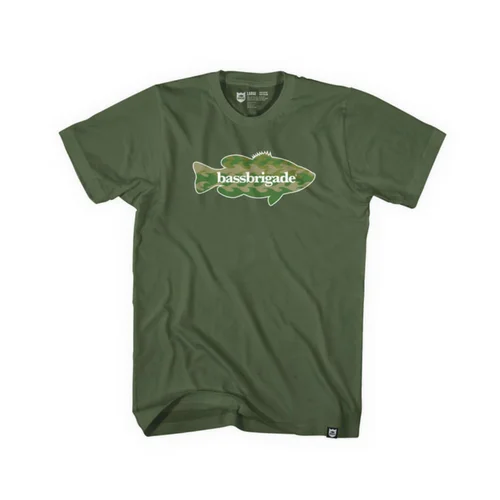 T-Shirt With Team Logo Embroidery-Wavy Camo Bass Tee