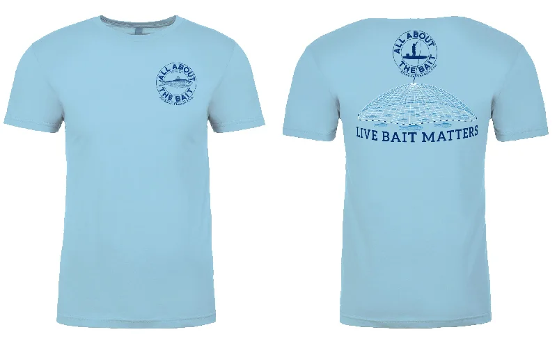 T-Shirt For Softball Fan Gear-LIVE BAIT MATTERS - Short Sleeve T-shirt - Light Blue - 100% Combed Ringed-Spun Fine Jersey Cotton (FREE SHIPPING)