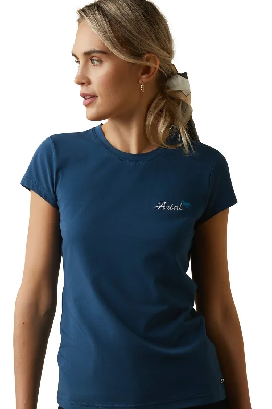 T-Shirt For Tournament Team Custom Orders-Ariat Womens Logo Script Short Sleeved T-Shirt